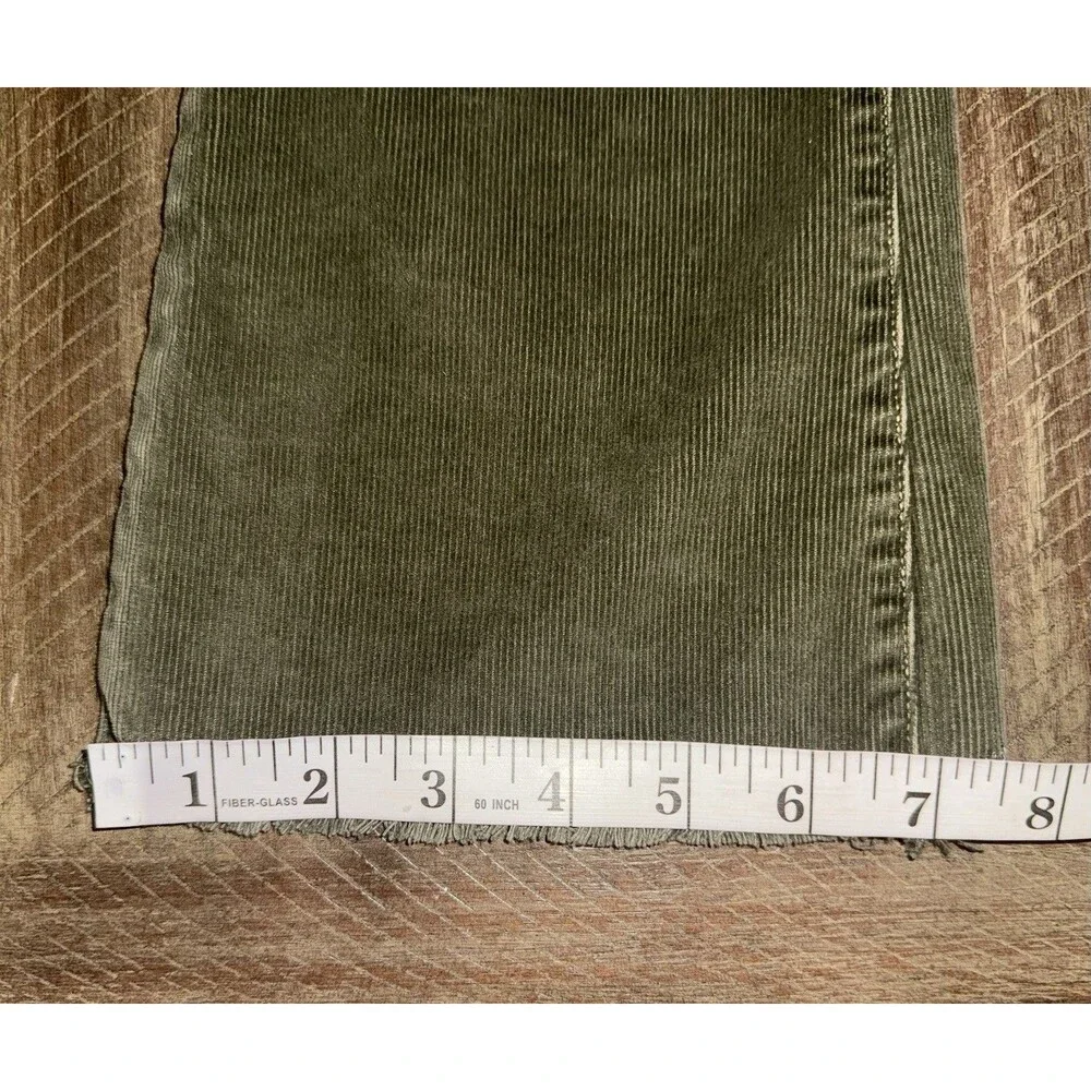 Madewell Cali Demi-Boot Button Fly Raw Hem Capers Green Corduroy Pants Size 24